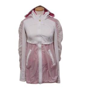 Lululemon White/Hot Pink Transparent Hooded Windbreaker- Sz. 6